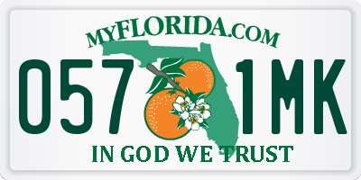 FL license plate 0571MK