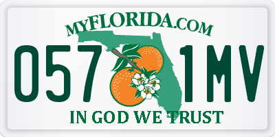 FL license plate 0571MV