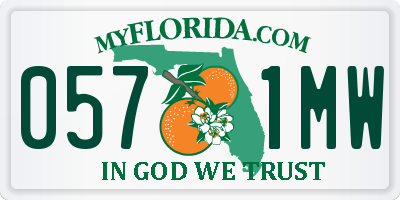 FL license plate 0571MW