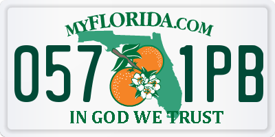 FL license plate 0571PB