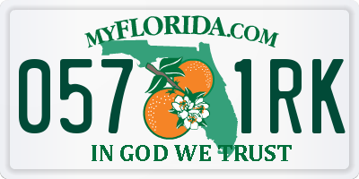 FL license plate 0571RK