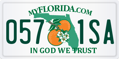 FL license plate 0571SA
