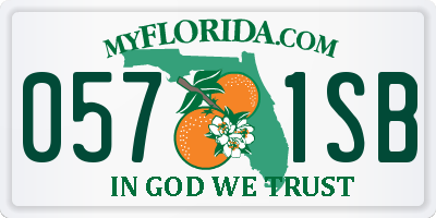 FL license plate 0571SB