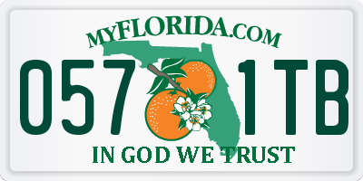 FL license plate 0571TB