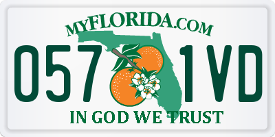 FL license plate 0571VD