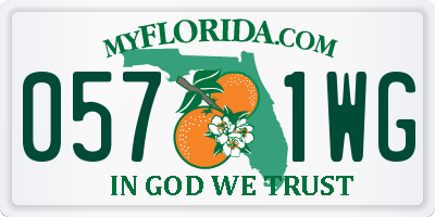 FL license plate 0571WG