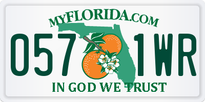 FL license plate 0571WR