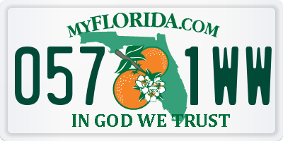 FL license plate 0571WW
