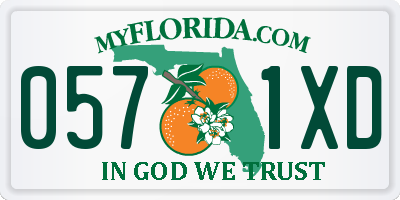 FL license plate 0571XD