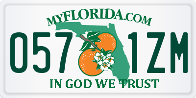 FL license plate 0571ZM