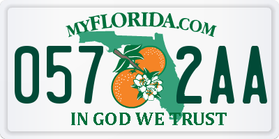 FL license plate 0572AA