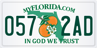 FL license plate 0572AD