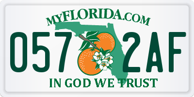 FL license plate 0572AF
