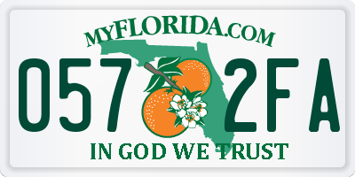 FL license plate 0572FA