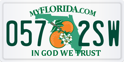 FL license plate 0572SW