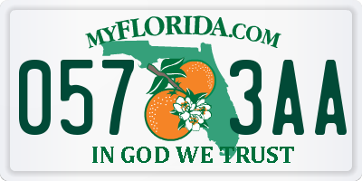 FL license plate 0573AA
