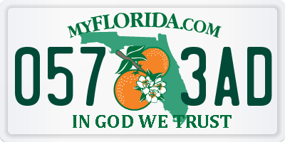 FL license plate 0573AD