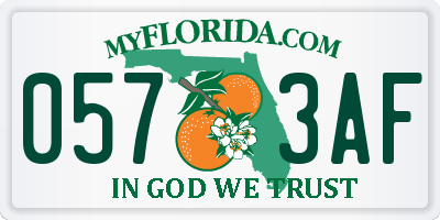 FL license plate 0573AF