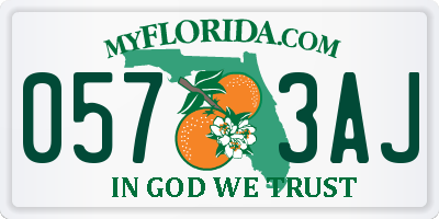 FL license plate 0573AJ