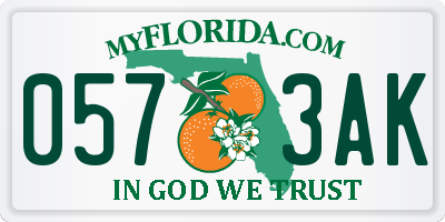 FL license plate 0573AK