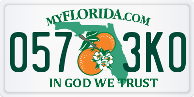 FL license plate 0573KO