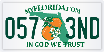 FL license plate 0573ND
