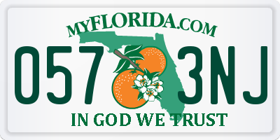 FL license plate 0573NJ
