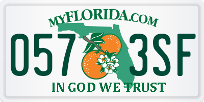 FL license plate 0573SF