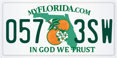 FL license plate 0573SW