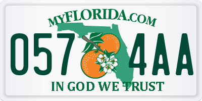 FL license plate 0574AA