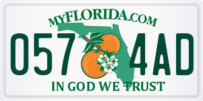 FL license plate 0574AD