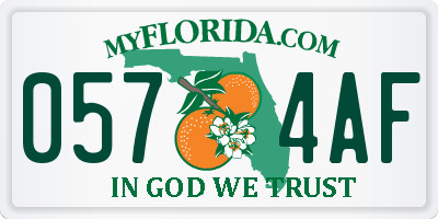 FL license plate 0574AF