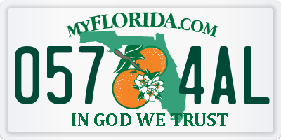 FL license plate 0574AL