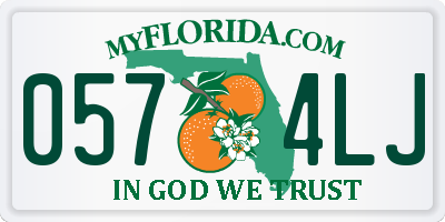 FL license plate 0574LJ