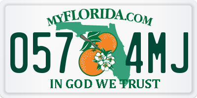FL license plate 0574MJ