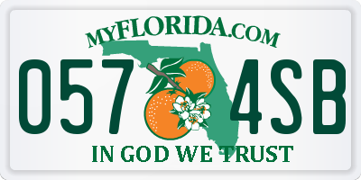 FL license plate 0574SB