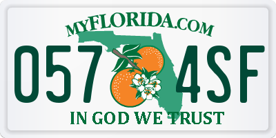 FL license plate 0574SF