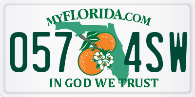 FL license plate 0574SW