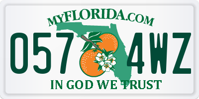FL license plate 0574WZ
