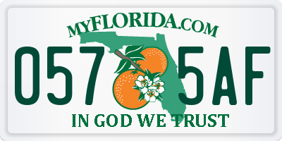 FL license plate 0575AF