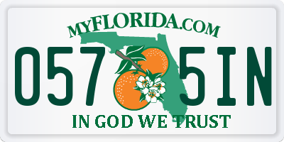 FL license plate 0575IN