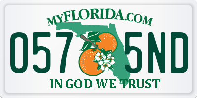 FL license plate 0575ND