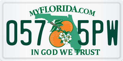 FL license plate 0575PW