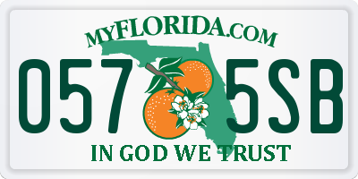 FL license plate 0575SB