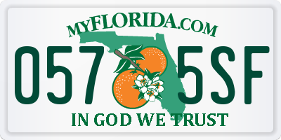FL license plate 0575SF