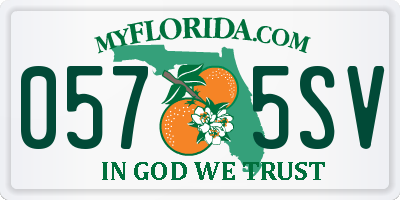 FL license plate 0575SV