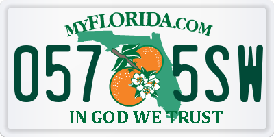 FL license plate 0575SW