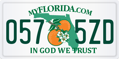 FL license plate 0575ZD