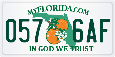 FL license plate 0576AF