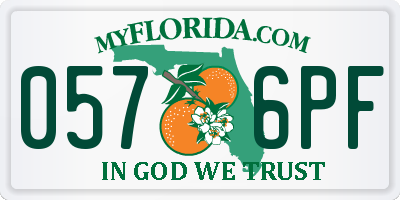 FL license plate 0576PF